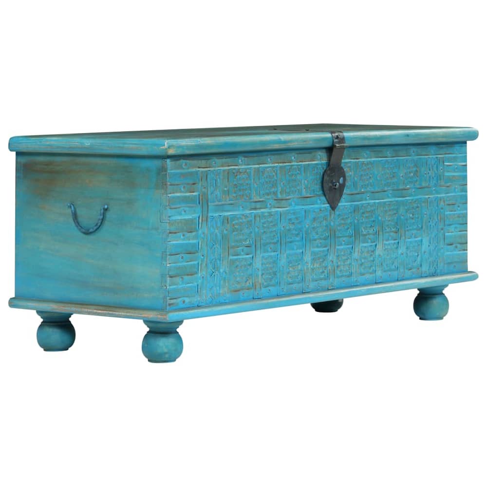 vidaXL Storage Chest Solid Mango Wood Blue 100x40x41 cm
