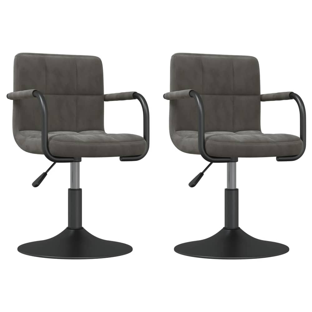 Vidaxl Swivel Dining Chairs 2 Pcs Dark Grey Velvet Vidaxl Swivel Dining Chairs 2 Pcs Dark Grey Velvet
