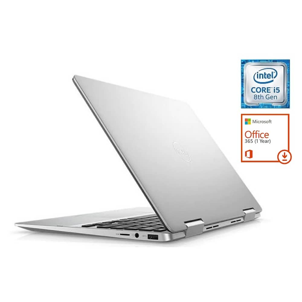 Dell Inspiron 13 7386 Convertible Touch Laptop - Core i5 1.6GHz 8GB 256GB Shared Win10 13.3inch FHD Silver + Pre-loaded MS Office