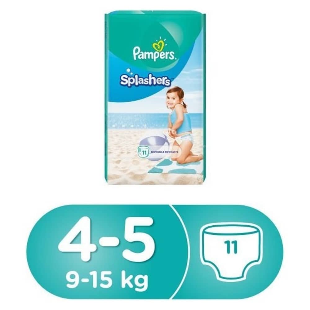 Pampers splashers swimming pants size 4-5 9-15 kg carry pack 11 count Pampers splashers swimming pants size 4-5 9-15 kg carry pack 11 count