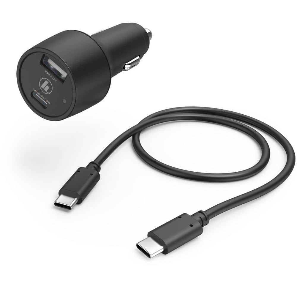 Hama Car Charger with USB-C Cable 1m Black