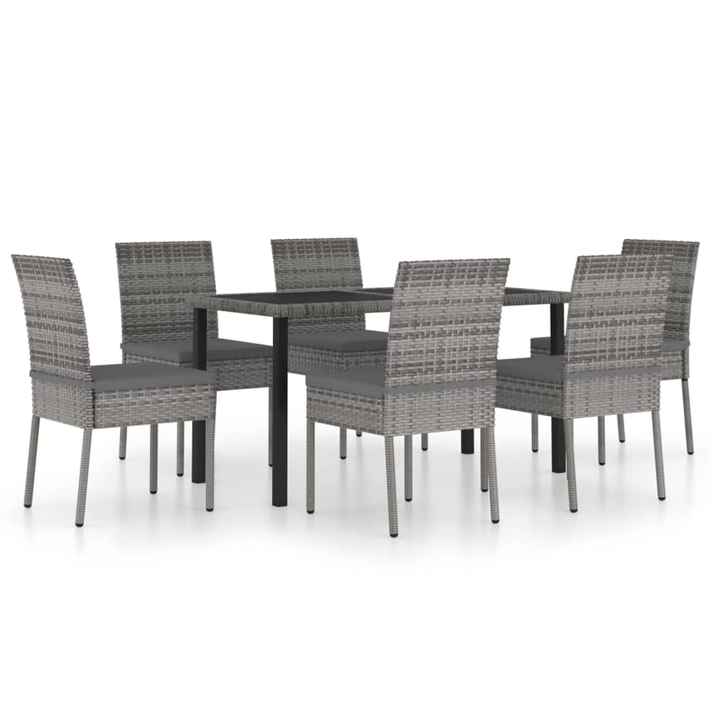 Vidaxl 7 Piece Garden Dining Set Poly Rattan Grey Vidaxl 7 Piece Garden Dining Set Poly Rattan Grey