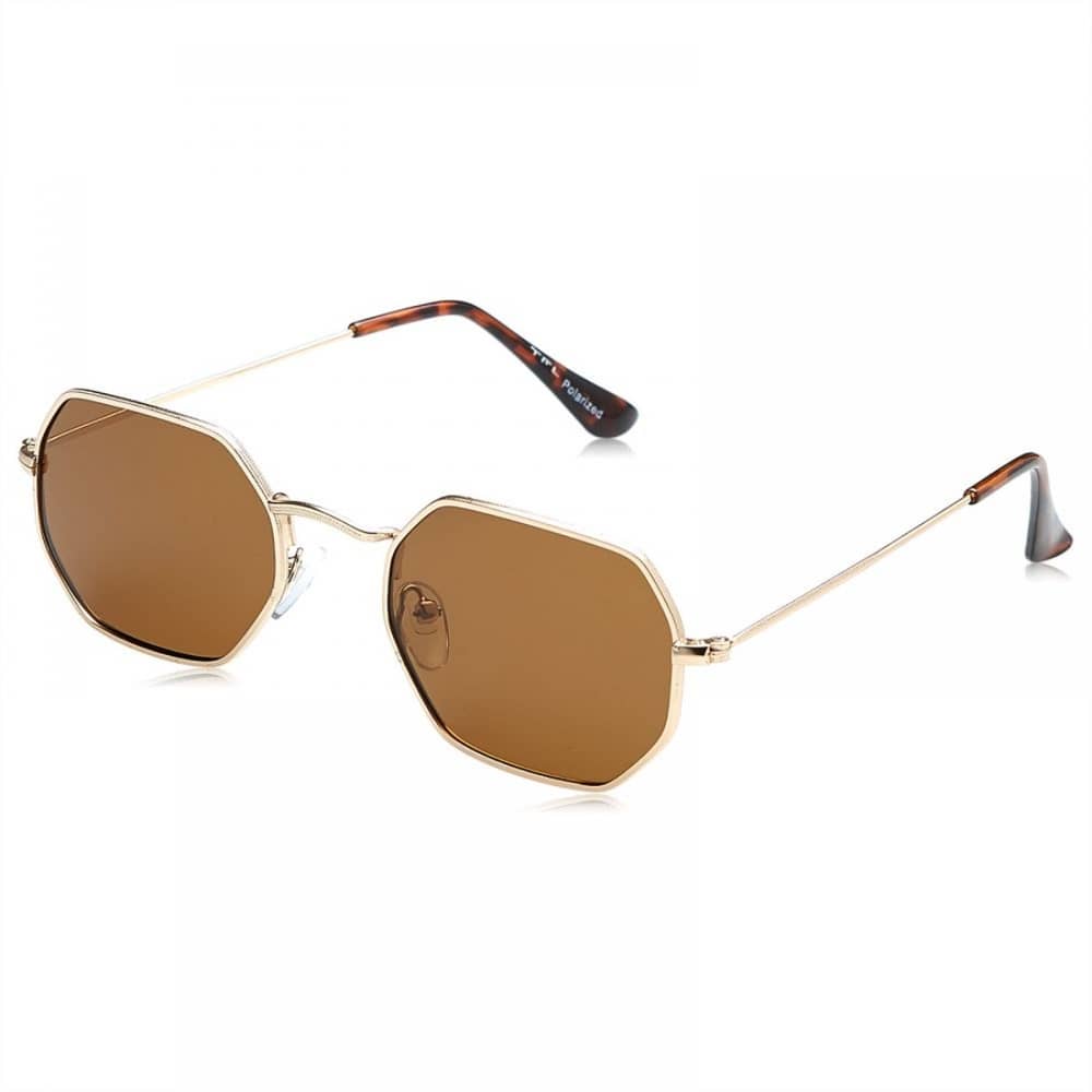 TFL Octagon Shaped Women's Brown Polarized Sunglasses