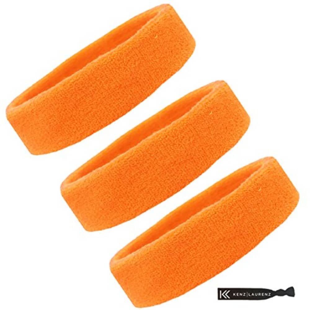 Sweat Bands/Headbands For Women Men/Elastic Headband Sports Sweatband Athletic Stretchy Head Band Workout Running Basketball Tennis Moisture Wicking Terry Cloth Set Keep Sweat Hair - Orange