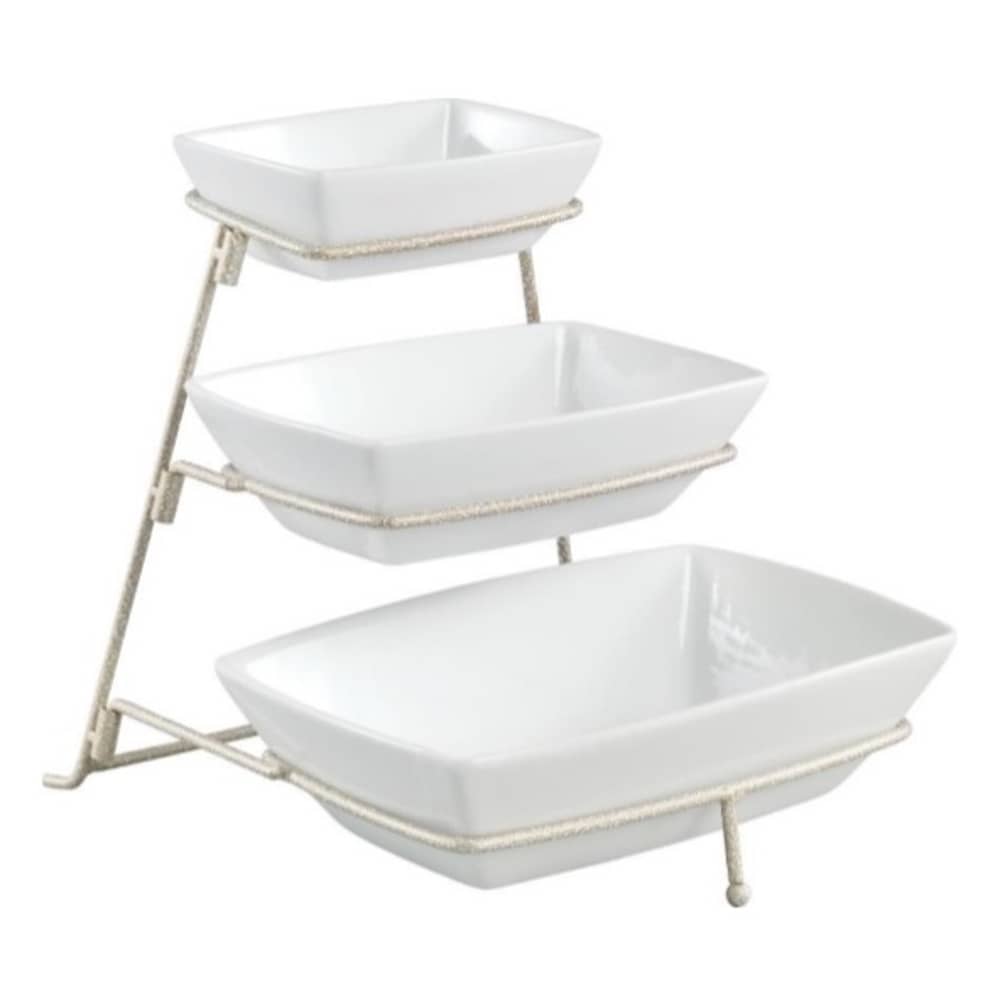 Blumen 3Tier Rectangular Bowls Large/Medium/Small With Stand Blumen 3Tier Rectangular Bowls Large/Medium/Small With Stand