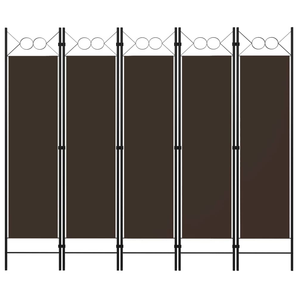Vidaxl 5-panel Room Divider Brown 200x180 Cm Vidaxl 5-panel Room Divider Brown 200x180 Cm