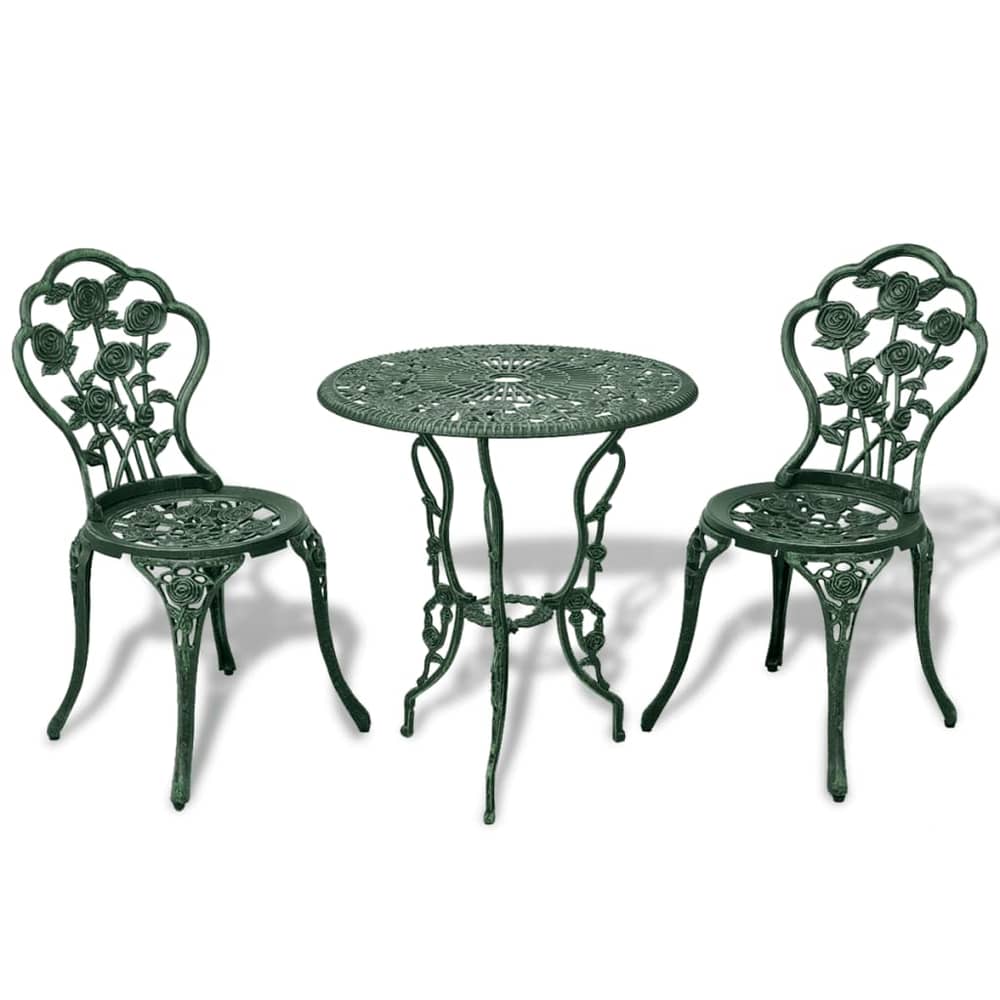 Vidaxl 3 Piece Bistro Set Cast Aluminium Green