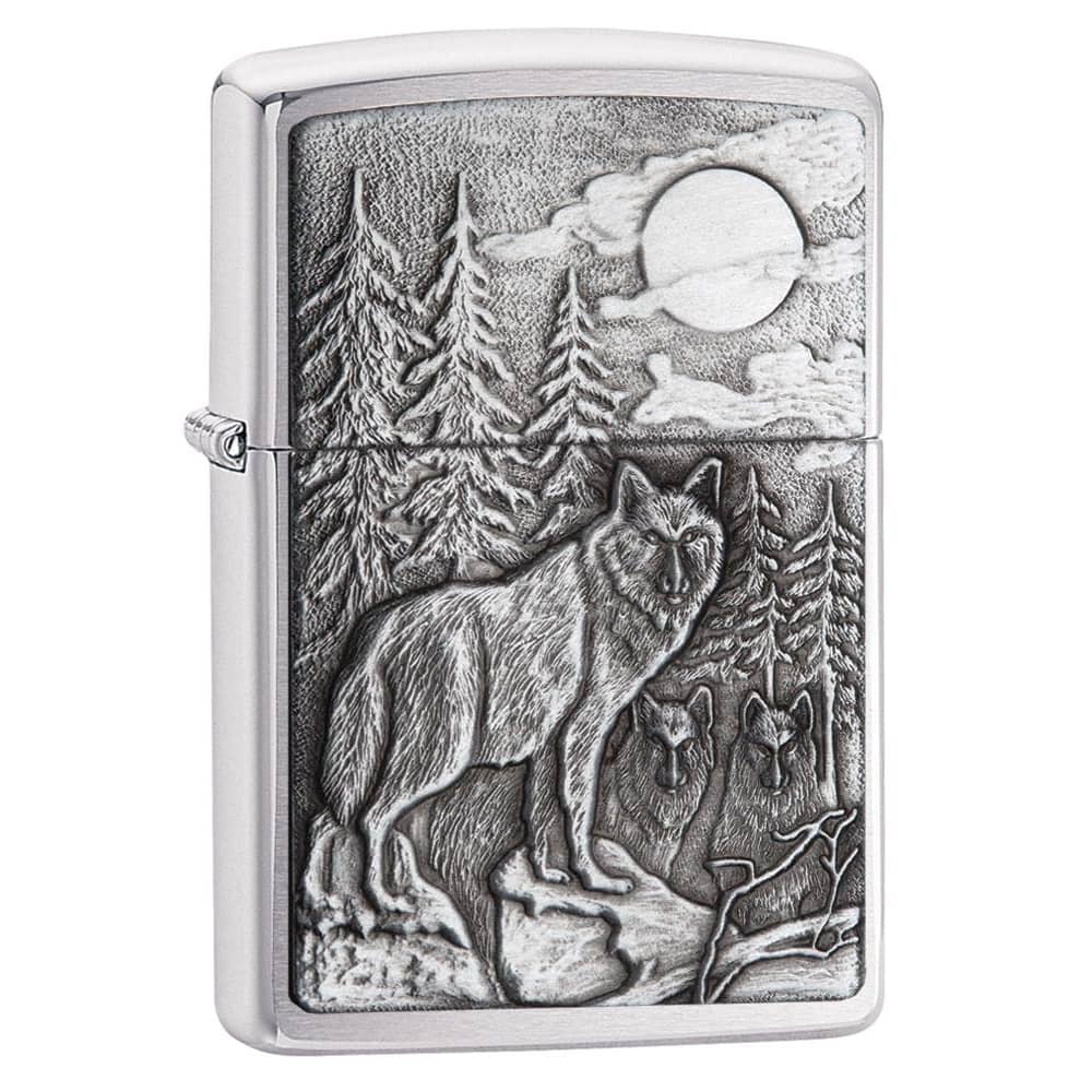 Zippo 20855 200 Timber Wolves Brushed Chrome Windproof Lighter