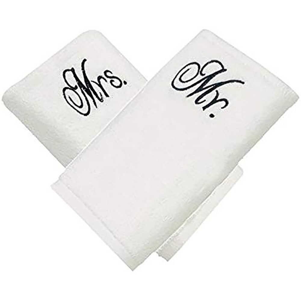 Personalized For You Cotton White Mrs. & Mr. Embroidery Set of 2 Bath Towel 70*140 cm Personalized For You Cotton White Mrs. & Mr. Embroidery Set of 2 Bath Towel 70*140 cm
