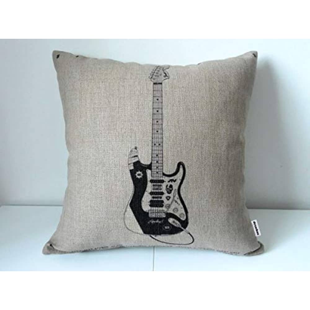 Decorbox Cotton Linen Square Decorative Throw Pillow Case Cushion Cover Electric Guitar 18 