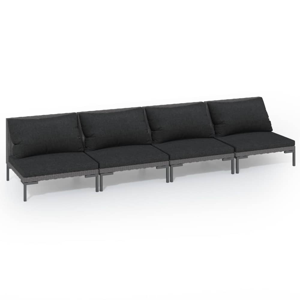 vidaXL 4 Piece Garden Lounge Set with Cushions Poly Rattan Dark Grey