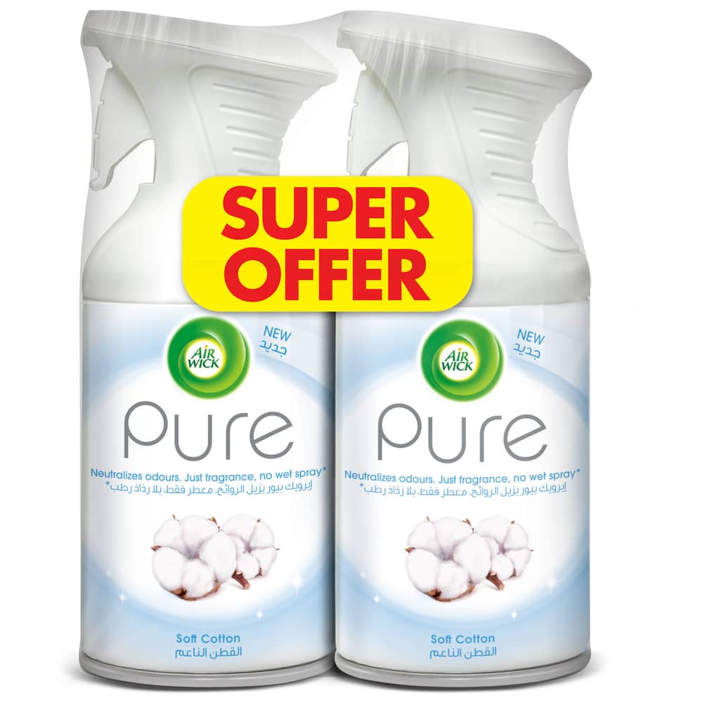 Airwick Air Freshner Aerosol Pure Soft Cotton Twin Pack