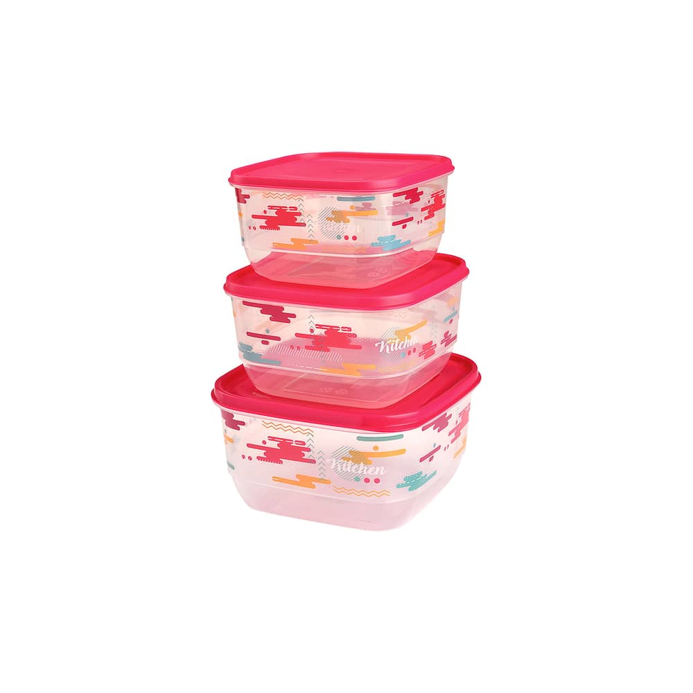 Trendy Square Food Saver With Iml Design - 3 Pcs Set (1.9 Lt. + 2.6 Lt. + 3.6 Lt.) Trendy Square Food Saver With Iml Design - 3 Pcs Set (1.9 Lt. + 2.6 Lt. + 3.6 Lt.)