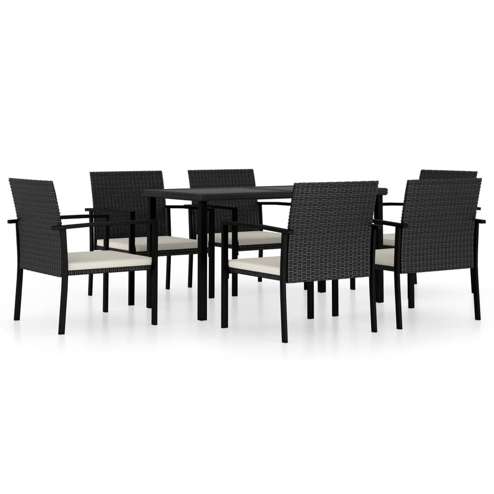 Vidaxl 7 Piece Garden Dining Set Poly Rattan Black Vidaxl 7 Piece Garden Dining Set Poly Rattan Black