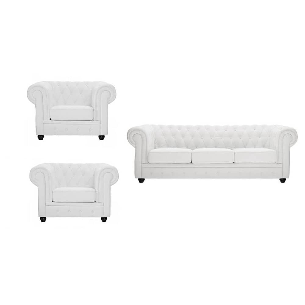 Ingles Sofa Sets 5 - Seater ( 3+1+1 ) in White Color