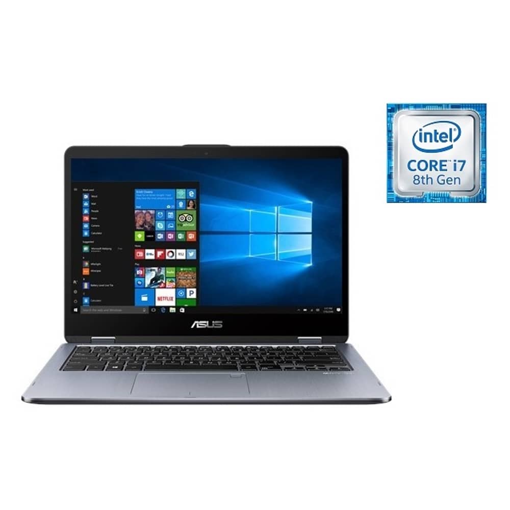 Asus VivoBook Flip 14 TP410UF-EC073T Laptop - Core i7 1.8GHz 16GB 1TB+256GB 2GB 14inch FHD Star Grey Asus VivoBook Flip 14 TP410UF-EC073T Laptop - Core i7 1.8GHz 16GB 1TB+256GB 2GB 14inch FHD Star Grey