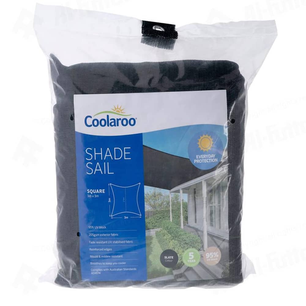 Coolaroo Square Shade Sail (3 x 3 m, Slate)