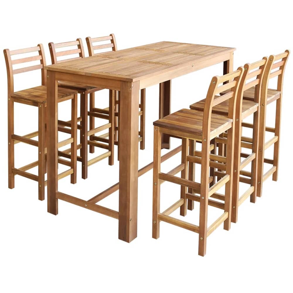 vidaXL Bar Table and Chair Set 7 Pieces Solid Acacia Wood vidaXL Bar Table and Chair Set 7 Pieces Solid Acacia Wood