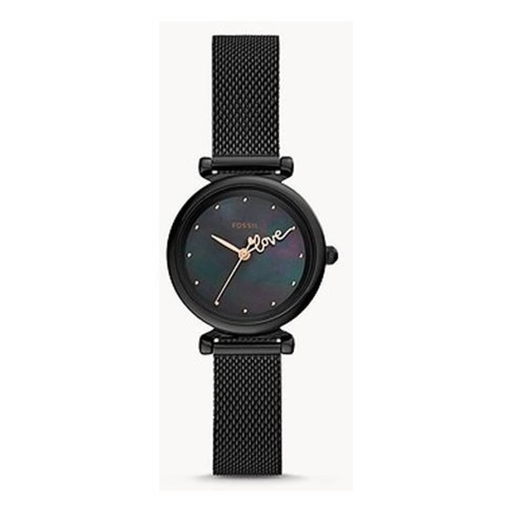 Fossil Carlie Mini Black Stainless Steel Analog Watch For Women ES4829 Fossil Carlie Mini Black Stainless Steel Analog Watch For Women ES4829