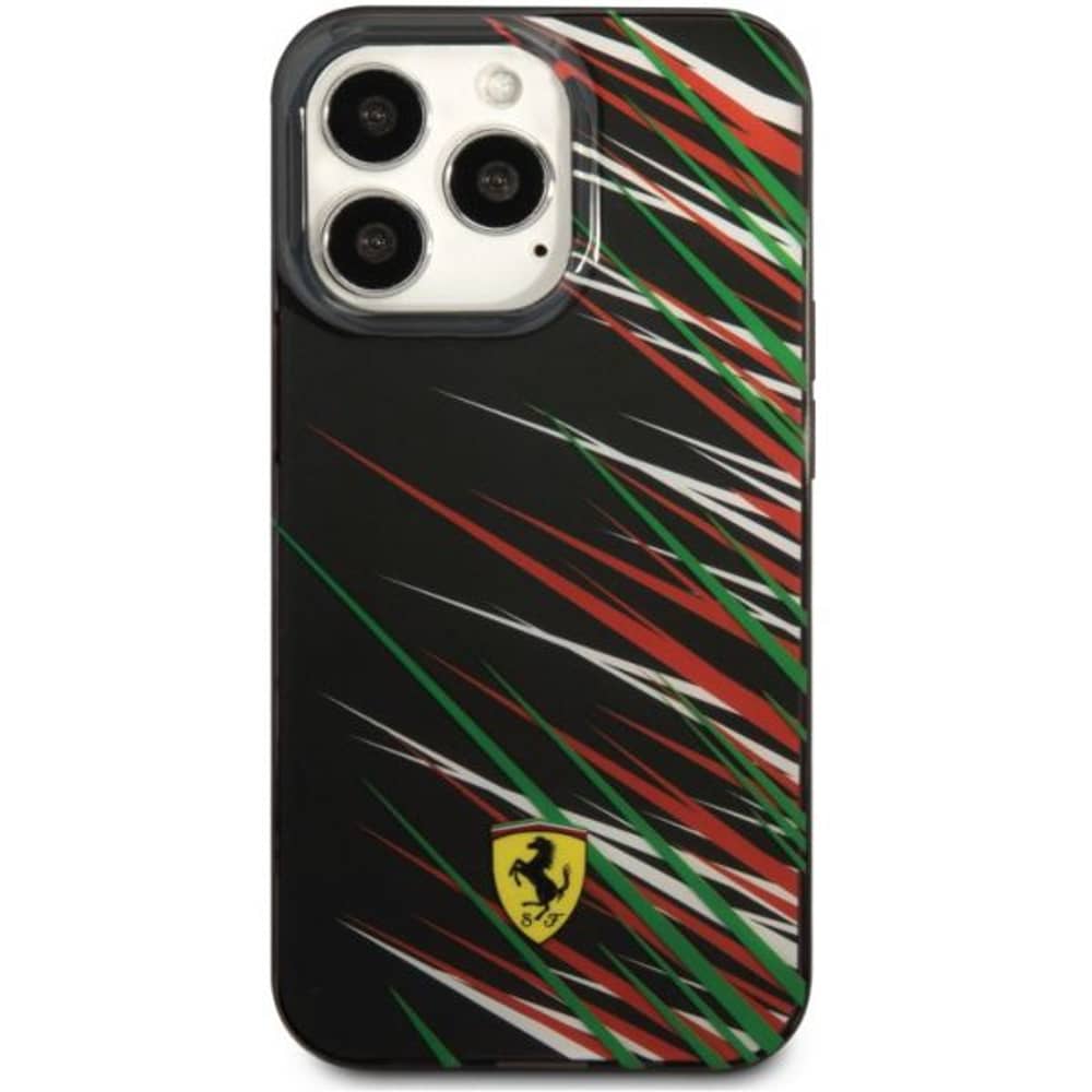 Ferrari Case Black With Double Layer Grass Print iPhone 14 Pro