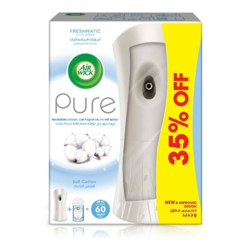 Airwick Air Freshner Freshmatic Auto Spray Pure Soft Cotton 250ml 35% Off Airwick Air Freshner Freshmatic Auto Spray Pure Soft Cotton 250ml 35% Off