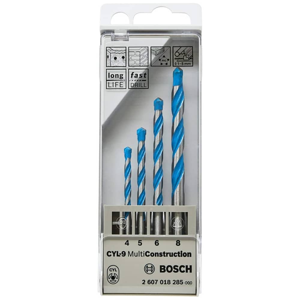 Bosch Multi Purpose Drill Bit Set 4,5,6,8 Mm Bosch Multi Purpose Drill Bit Set 4,5,6,8 Mm