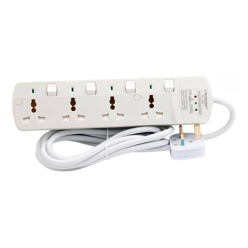 Terminator Universal Power Extension 4 Way 3m With Surge Protection