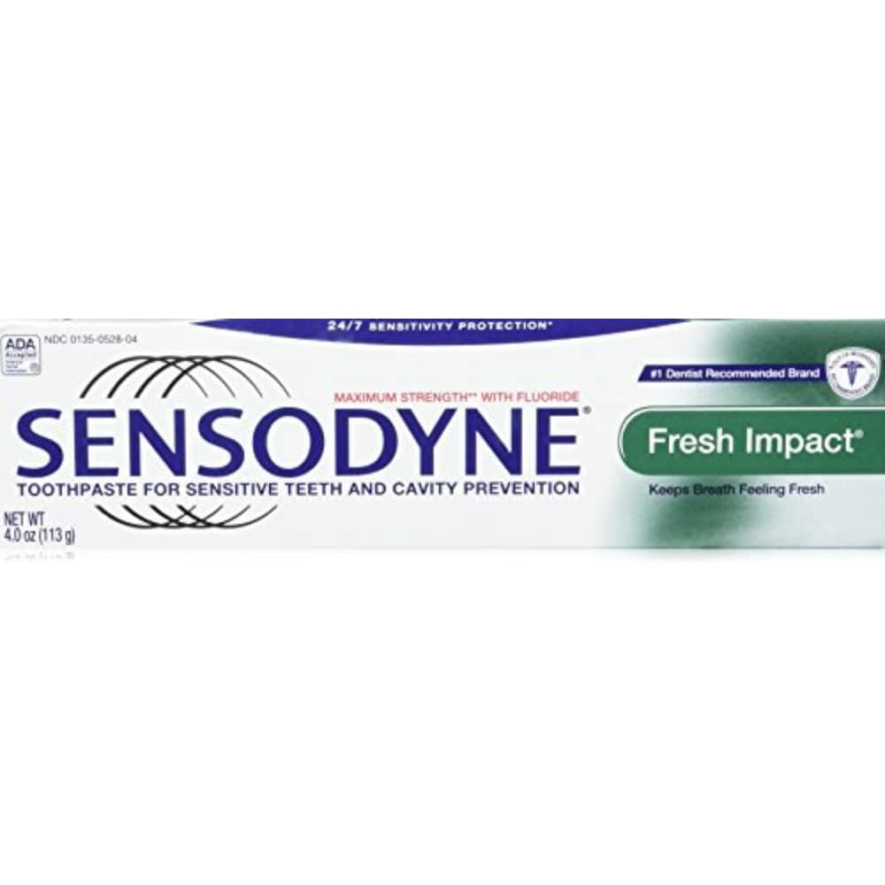 Sensodyne Fresh Impact Toothpaste for Sensitive Teeth and Cavity Protection with Fluoride, Maximum Strength, 4 oz Tubes (Pack of 2)