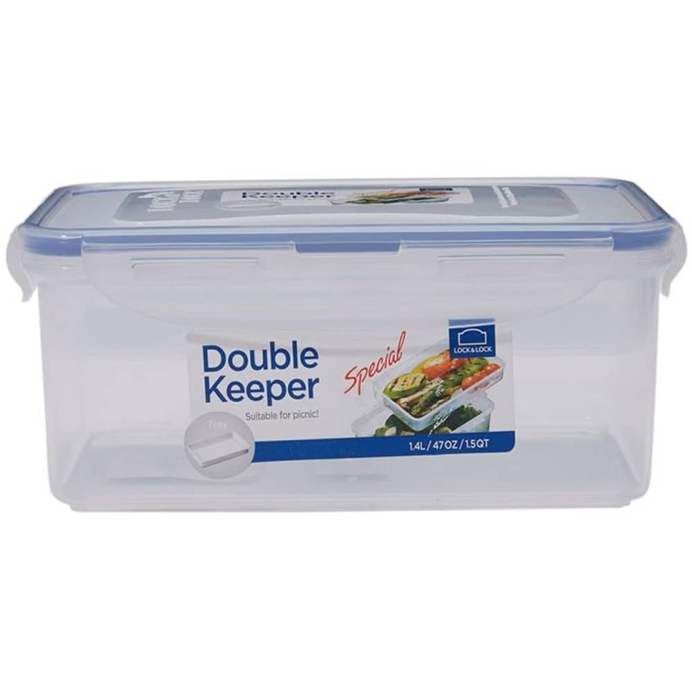Lock & Lock Food Container Rectangle Double Keeper 1.4 Liter Lock & Lock Food Container Rectangle Double Keeper 1.4 Liter