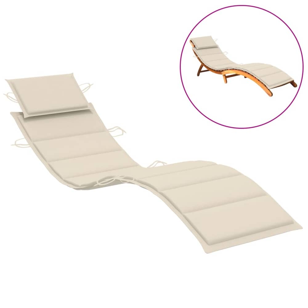 vidaXL Sun Lounger Cushion Cream 186x58x3 cm