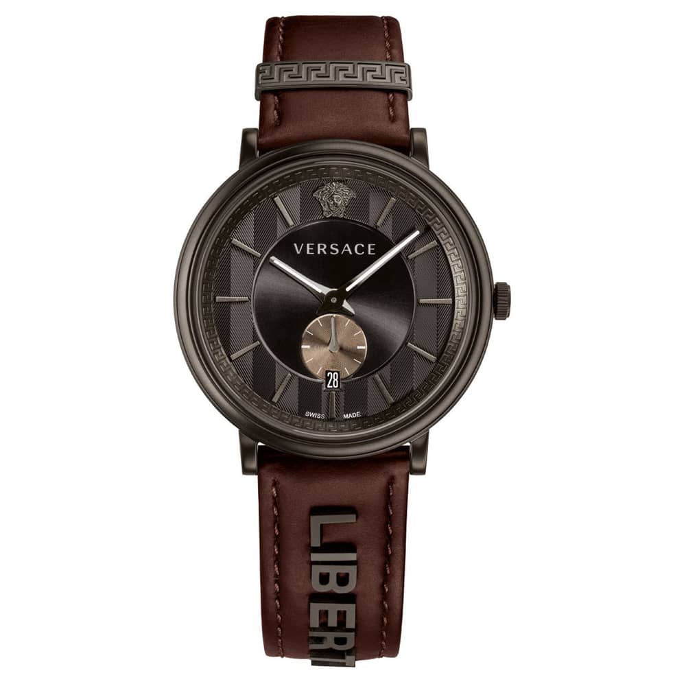 Versace V Circle Brown Leather Watch For Men VBQ040017