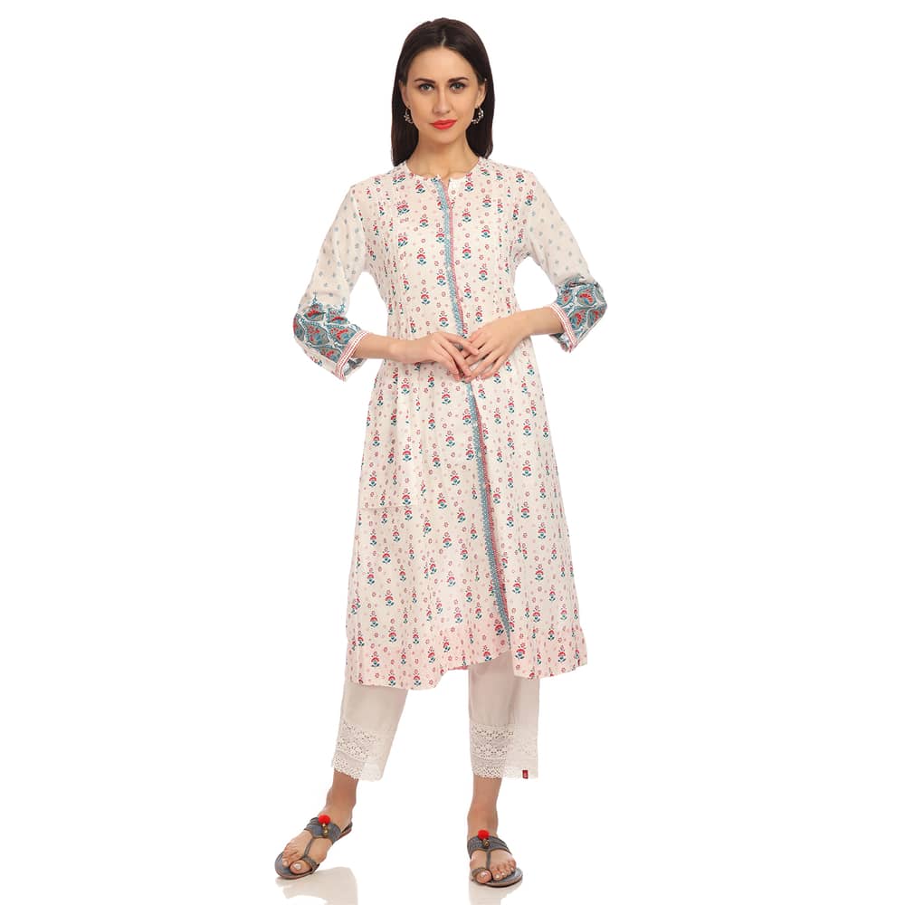 BIBA White Front Open Printed Kurta Size 38 BIBA White Front Open Printed Kurta Size 38
