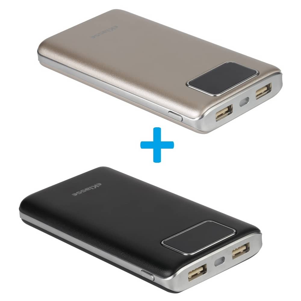 Eklasse EKPB10017BKT 2.1A Power Bank 10000mAh Black + EKPB10017BKT 2A.1 Power Bank 10000mAh Gold Eklasse EKPB10017BKT 2.1A Power Bank 10000mAh Black + EKPB10017BKT 2A.1 Power Bank 10000mAh Gold
