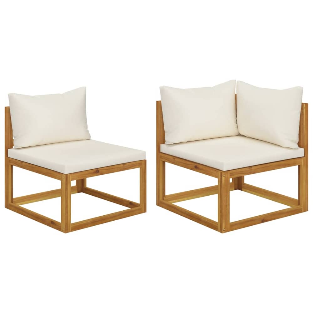 Vidaxl 2 Piece Sofa Set With Cream White Cushions Solid Acacia Wood Vidaxl 2 Piece Sofa Set With Cream White Cushions Solid Acacia Wood