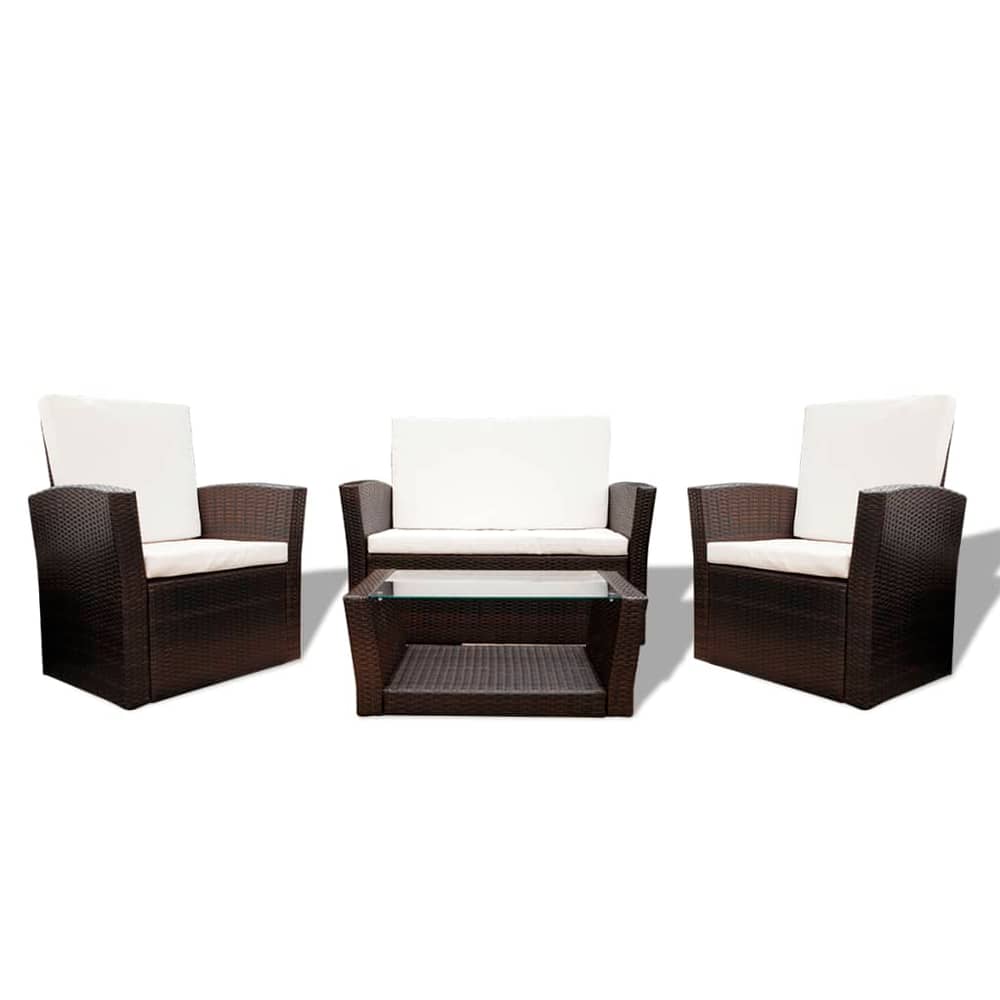 Vidaxl 4 Piece Garden Lounge Set With Cushions Poly Rattan Brown
