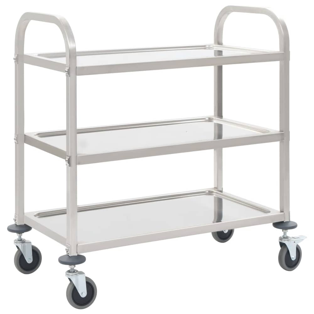 vidaXL 3-Tier Kitchen Trolley 96.5x55x90 cm Stainless Steel vidaXL 3-Tier Kitchen Trolley 96.5x55x90 cm Stainless Steel