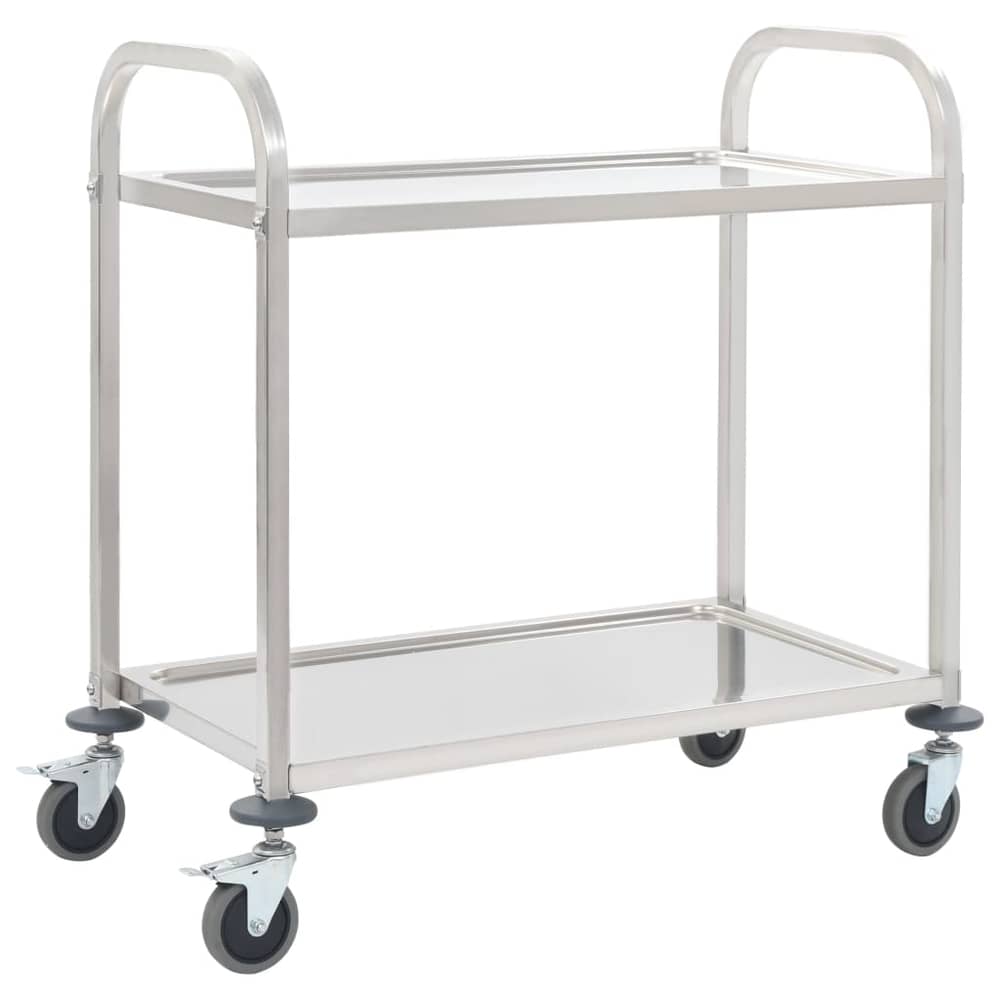 vidaXL 2-Tier Kitchen Trolley 95x45x83.5 cm Stainless Steel vidaXL 2-Tier Kitchen Trolley 95x45x83.5 cm Stainless Steel