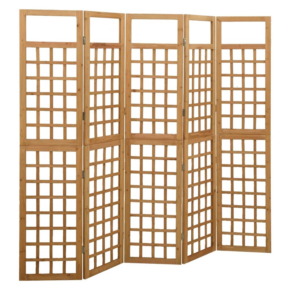Vidaxl 5-panel Room Divider/trellis Solid Fir Wood 201.5x180 Cm