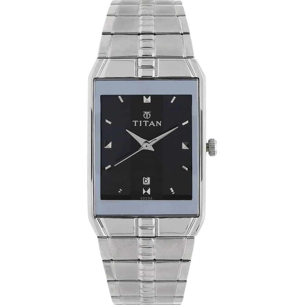 Titan, 9151SM02, Mens Watch Karishma Collection Analog, Black Dial Silver Stainless Band Titan, 9151SM02, Mens Watch Karishma Collection Analog, Black Dial Silver Stainless Band
