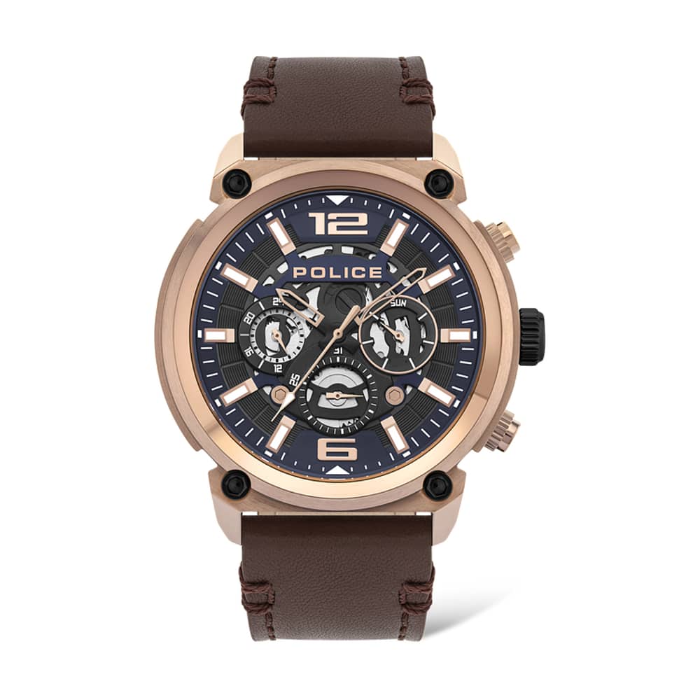Police Men's Chronograph Watch Black Dial And Brown Leather Strap - P 14378jsr-03 Police Men's Chronograph Watch Black Dial And Brown Leather Strap - P 14378jsr-03