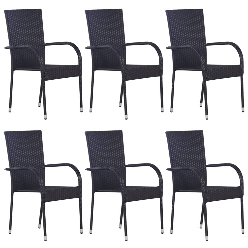 Vidaxl Stackable Outdoor Chairs 6 Pcs Poly Rattan Black Vidaxl Stackable Outdoor Chairs 6 Pcs Poly Rattan Black