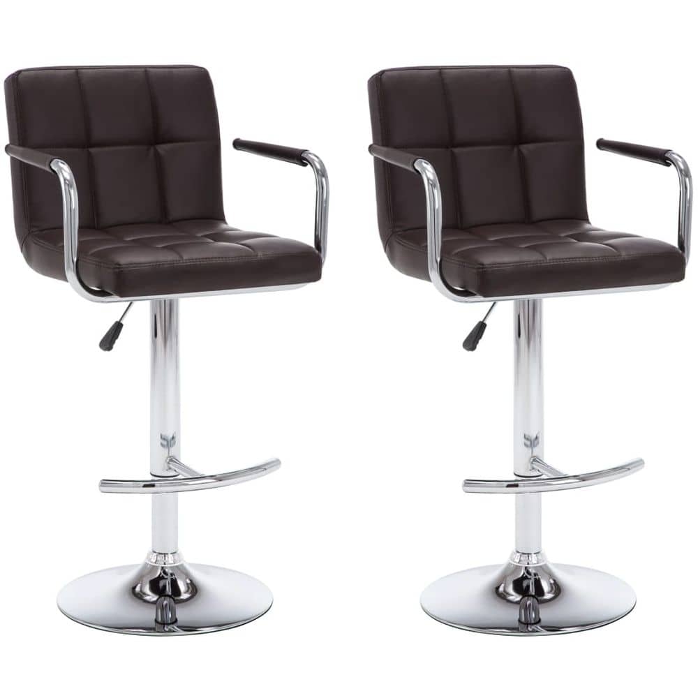 Vidaxl Bar Stools 2 Pcs Brown Faux Leather Vidaxl Bar Stools 2 Pcs Brown Faux Leather