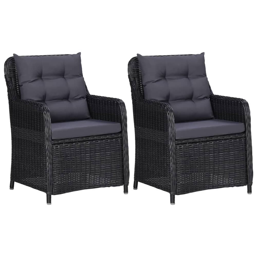 Vidaxl Garden Chairs 2 Pcs With Cushions Poly Rattan Black Vidaxl Garden Chairs 2 Pcs With Cushions Poly Rattan Black