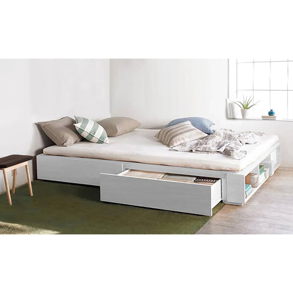 Solid MDF Wood Storage Bed Queen without Mattress White Solid MDF Wood Storage Bed Queen without Mattress White
