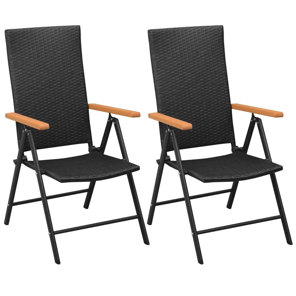 Vidaxl Stackable Garden Chairs 2 Pcs Poly Rattan Black
