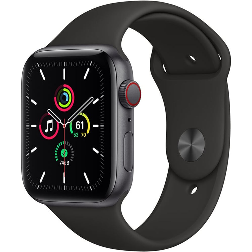 Apple Watch SE (GPS + Cellular) (44mm) - Space Gray Aluminum Case With Black Sport Band (MYER2LL/A)