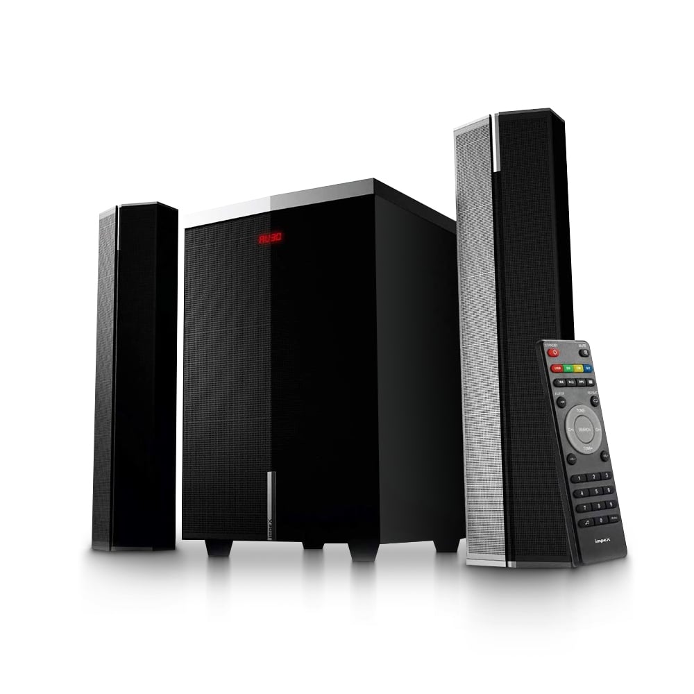 Impex 2.1 Channel Home Theatre - 45W Music System with Bluetooth, FM, USB and Remote Control - SB402 Impex 2.1 Channel Home Theatre - 45W Music System with Bluetooth, FM, USB and Remote Control - SB402