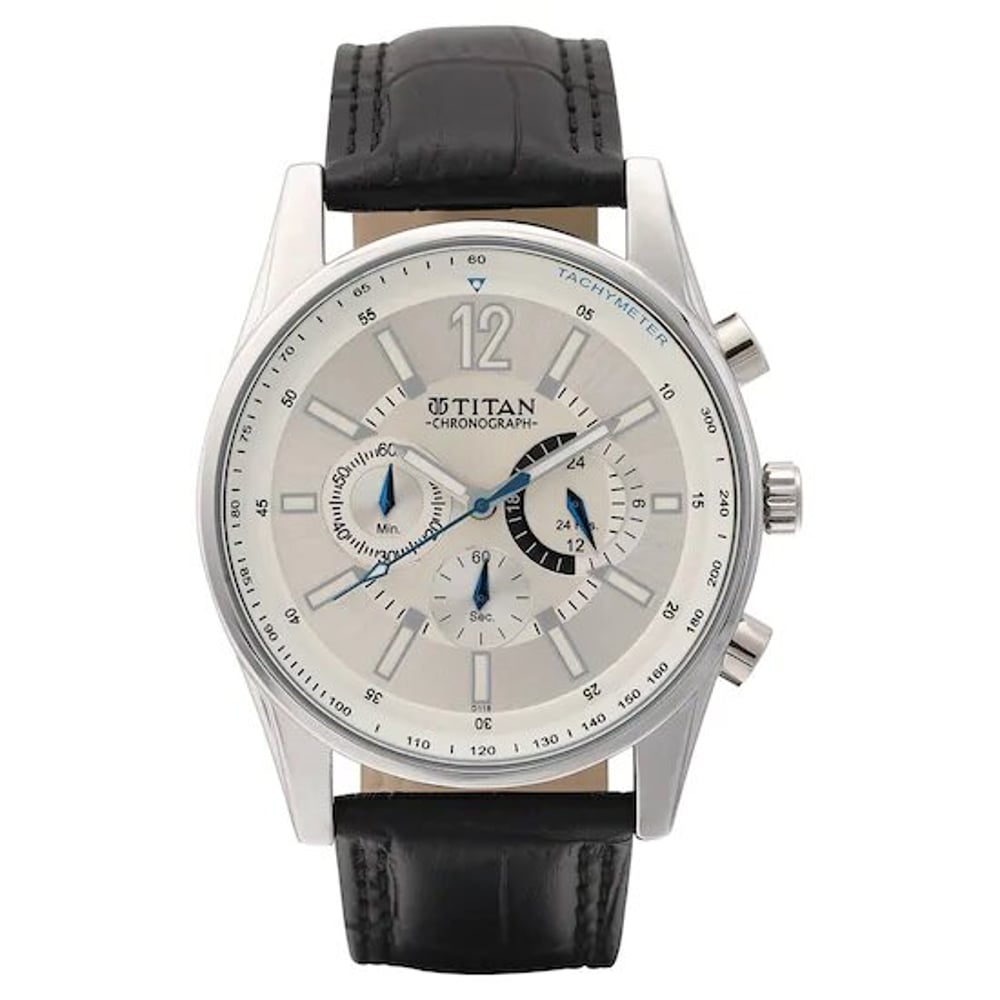 Titan Octane Black Leather Analog Men Watch T9322SL02