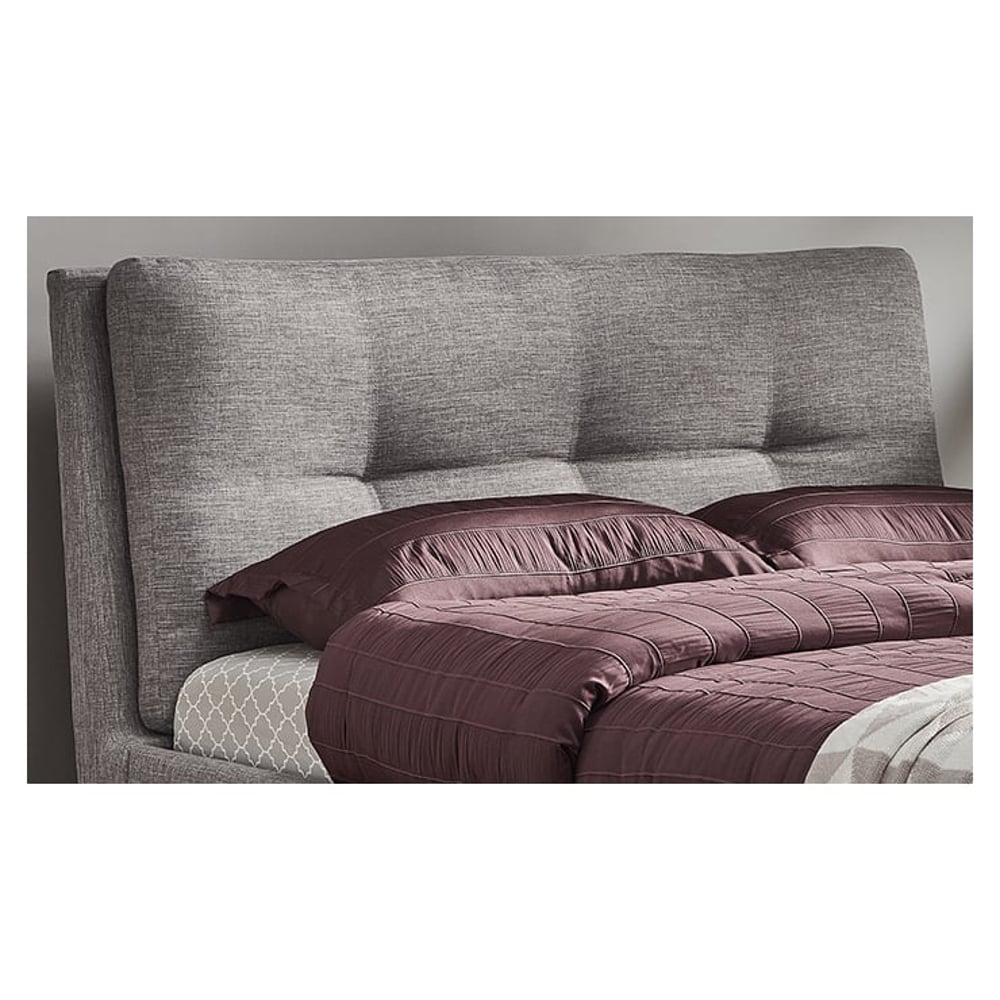 Plush Tufted Padded Headboard Queen without Mattress Grey