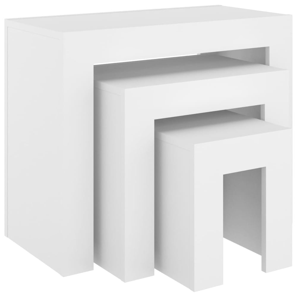 Vidaxl Nesting Coffee Tables 3 Pcs White Engineered Wood Vidaxl Nesting Coffee Tables 3 Pcs White Engineered Wood